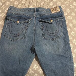 True Religion Blue High Rise Jeans with Signature Stitching